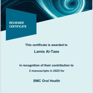 اختيار-تدريسية-من-كلية-طب-الاسنان-كمقوم-في-مجلة-عالمية