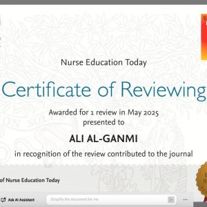 اختيار-تدريسي-من-كلية-التمريض-عضو-هيئة-الاقران-بتقييم-بحث-علمي-في-مجلة